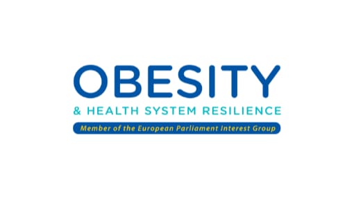 Logo with text: "Obesity & Health System Resilience" and "Member of the European Parliament Interest Group" in blue font.